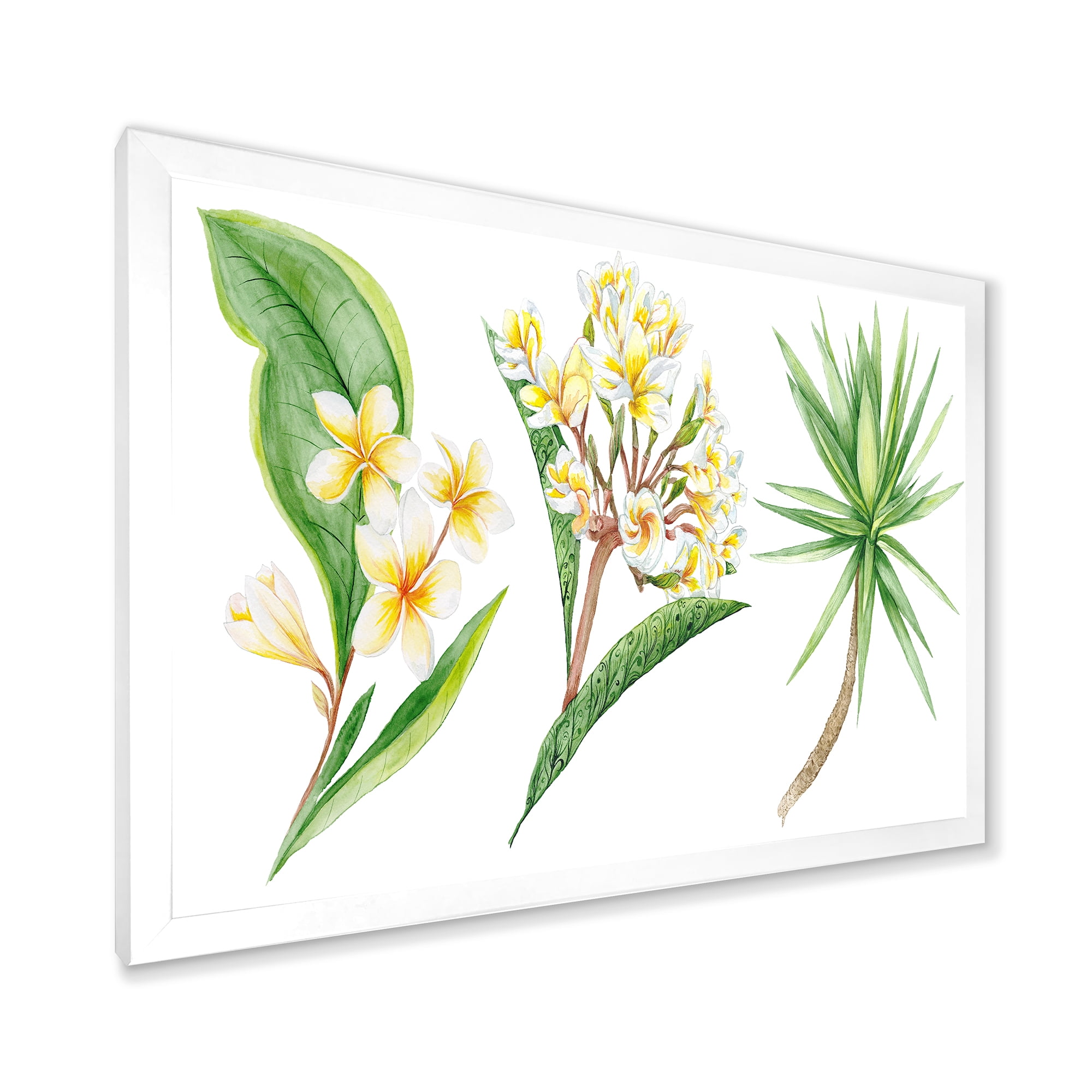 Designart 'Yellow Flowers and Tropical Foliage XII' Traditional Framed Art Print