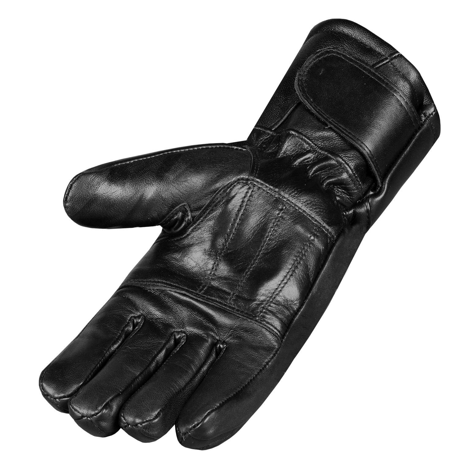 Men’s Winter Gauntlet Motorcycle Gloves, 100% Natural Sheep Leather, Thinsulate Thermal Heated Lining, Full Windproof Cold Weather Water Resistant, Reinforced Warm Biker Driving Glove Black XL