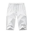 thumbnail image 2 of Innerwin Capri Pants Elastic Waist Men Yoga Pant Beach Solid Color Lightweight Capris White L, 2 of 3