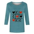 thumbnail image 5 of Penkiiy Women's Valentine's Day Fashion Printed T-shirt 3/4 Sleeves Blouse Round Neck Casual Tops M Blue, 5 of 5
