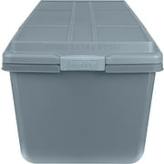 Hefty 28.3 Gallon Plastic Garage Storage Tote, Smoke Blue, Set of 4
