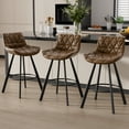 thumbnail image 6 of HomeZeer Bar Stools Set of 6, 26" Counter Height Bar Stools with Low Back and Footrest, PU Leather Upholstered Seat, Metal Legs Bar Chairs for Kitchen Island Dining, Brown, 6 of 11