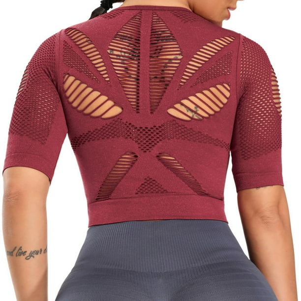 Fittoo FITTOO Women Seamless Sports Bra Short Sleeve Breathable Crop Top Gym Fitness Sports