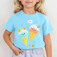 thumbnail image 2 of MIXUE Tween Girls Tops & T-Shirts Summer Cute Ice Cream Print Round Neck Short Sleeve Fashion Casual T Shirts Activewear,Blue,10-11 Years, 2 of 4