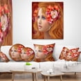 thumbnail image 4 of Designart Woman with Autumn Flowers - Abstract Portrait Throw Pillow - 18x18, 4 of 5