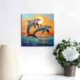 thumbnail image 4 of Shadudu Dolphin Canvas Wall Art Sunset/ Sunrise Poster Dolphin Jumping Out Of Water Painting Ocean Life Prints Dolphin Pictures Coastal Theme Artwork Ocean Scenery Wall Art Canvas No Frame 16x16in, 4 of 6