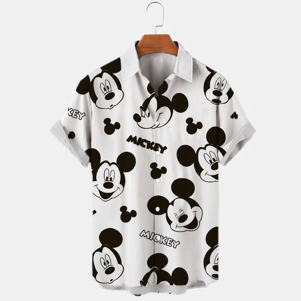 Disney Anime 3D Mickey Mouse Print Men Shirt Summer Loose Short Sleeve Casual Shirt Hawaiian Shirt Shirt Top Plus Size Hot Sale5XL Gao Jinjia LED