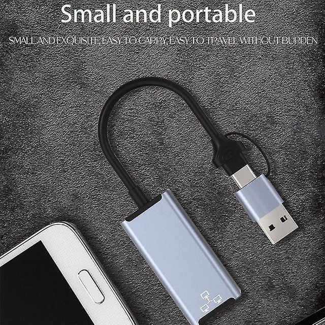 Usb C/usb A a tarjeta de red Rj45 adaptador Ethernet de tarjeta de red 2 en 1 100mbps Plug-and-play Compatible con Pho