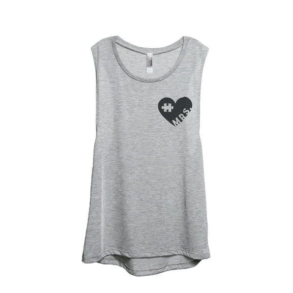 Thread Tank MRS Puzzle Heart Women's Sleeveless Muscle Tank Top Sport Grey Small