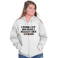 thumbnail image 5 of Work Out Because Really Like Cookies Zip Hoodie Sweatshirt Women Brisco Brands L, 5 of 6