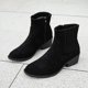 thumbnail image 5 of NECHOLOGY Botas Mujer Zapatos Botines de mujer mujer Flock Color sólido invierno mantener caliente suela gruesa tacones cuadrados cremallera botines cortos zapatos de punta redonda (Black, 8.5), 5 of 7