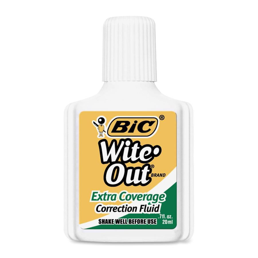 (4 Pack) BIC WiteOut Brand Extra Coverage Correction Fluid, 20 ml