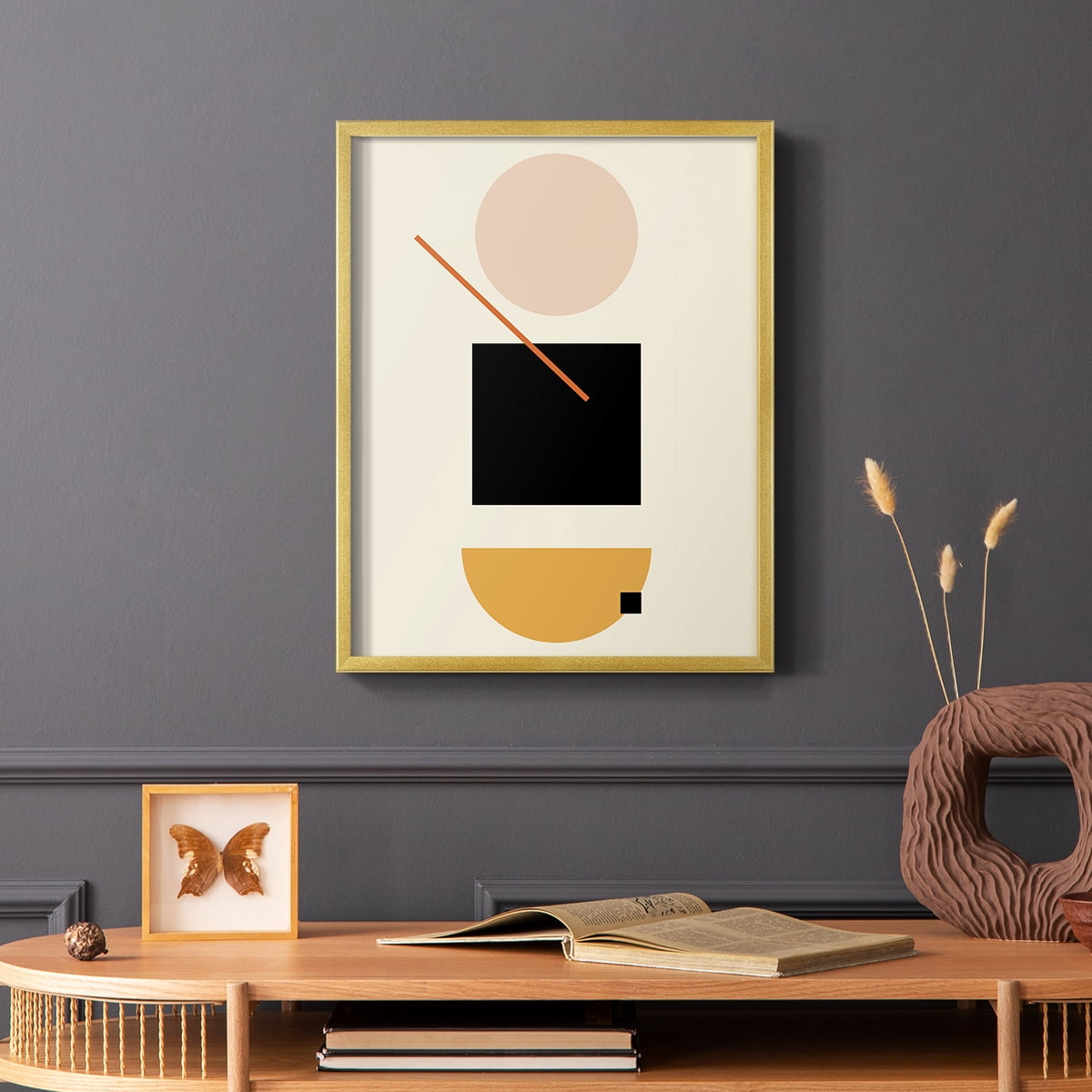 Simple Shape in Gold Solid Wood 11 x 14 Framed Print