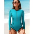 thumbnail image 6 of BeautyIn Womens One Piece Swimsuit Front Zip Long Sleeve Rash Guard Bathing Suit, 6 of 8