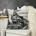 thumbnail image 2 of YINGXI  Steam Engine Throw Pillow Cushion Cover, Rustic Old Train in Country Locomotive Wooden Wagons Rail Road Smoke, Decorative Square Accent Pillow Case,White and Black 20x20in, 2 of 5