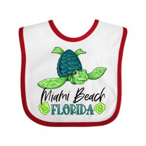Inktastic Miami Beach, Florida Happy Sea Turtle Boys or Girls Baby Bib