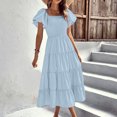thumbnail image 2 of Women's Ruffled Off The Shoulder Sleeve Casual Dress Summer Flowy Boho Comfortable Stylish Feminine Elegant Party Beach, 2 of 2