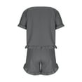 thumbnail image 5 of cfhntfmh Pajama Set for Women Short Sleeve Pjs Set 2PCS Short Pajamas Ruffle Hem Sleepwear Soft Matching Outfits Loungewear, 5 of 6