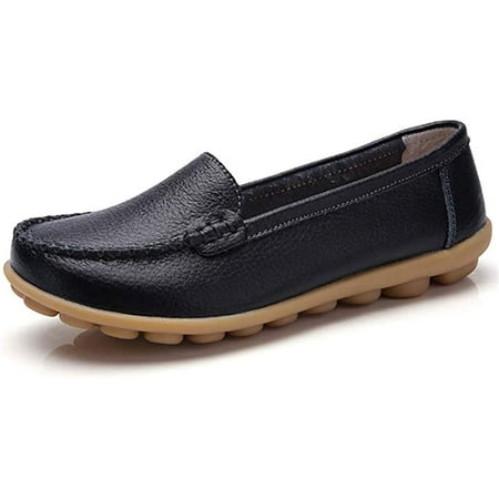 

PIKADINGNIS Women s Leather Loafers Flats Slip On Moccasins Casual Driving Shoes