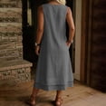 thumbnail image 5 of Levmjia Womens Dresses Flowy Elegant Solid Color Dress and Sleeveless Round Neck One-Piece Set Plus Size Sleeveless Commute Maxi Dress, 5 of 7