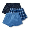 Men's Perry Ellis 879615 100% Pure Cotton Woven Boxers - 3 Pack (Blue Plaid XL)