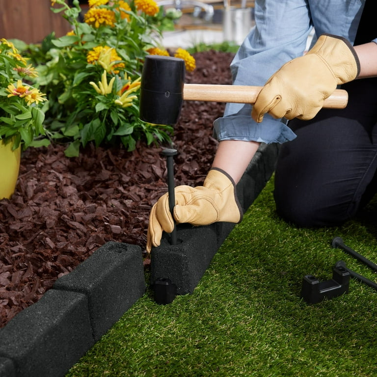 BOUNDARIES / 4枚セット GroundSmart SmartLoc Cobblestone Landscape Edging, 4' Black Rubber