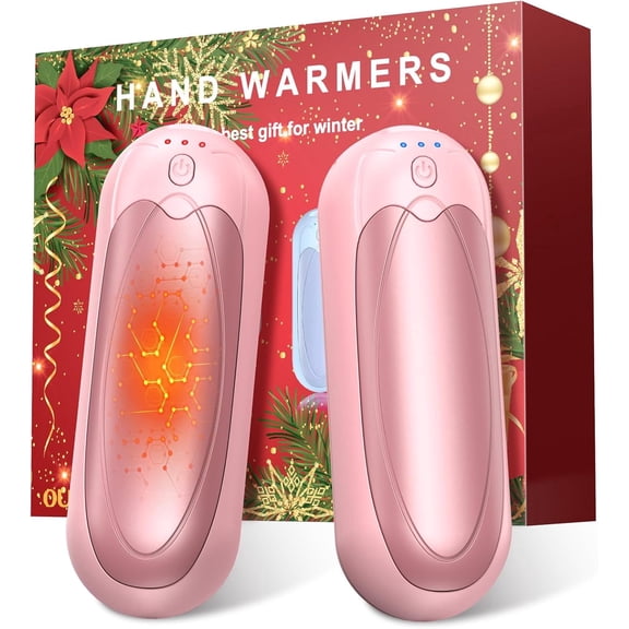 Hand Warmers Rechargeable 2 Pack, Upgraded Electric Portable Hand Warmers, 7000mAh Pocket Heater with 3 Adjustable Warmth Levels, Winter Warm Gifts for Men and Women (Pink)