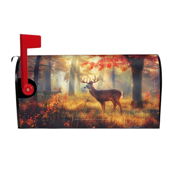 PHELIKA Autumn Deer Dreamy Misty Forests 05 Magnetic Mailbox Covers Standard Size 21"H x 18"W