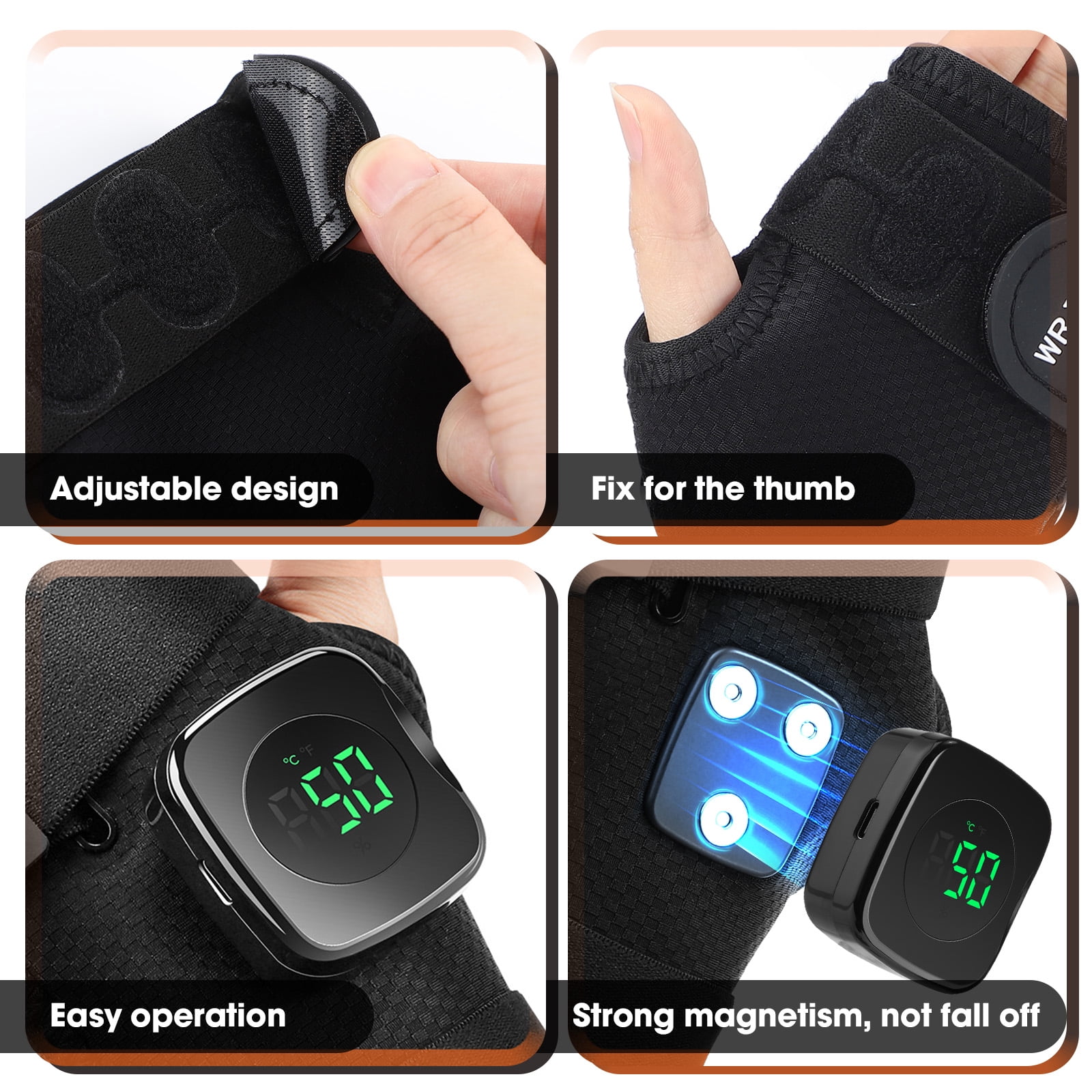 Wrist Heating Pad Wrap, Heated Wrist Brace, Cordless Heating Wrist Wrap , Hand Heating Pad,3 Heat Levels, Carpal Tunnel Relax, Gifts for Family, Travel,Left Hand,Black