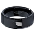 thumbnail image 2 of Tungsten Oklahoma Sooner State Band Ring 8mm Men Women Comfort Fit Black Beveled Edge Polished, 2 of 4