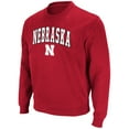 thumbnail image 2 of Men's Colosseum Scarlet Nebraska Huskers Arch & Logo Crew Neck Sweatshirt, 2 of 5