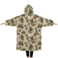 thumbnail image 2 of Oversized Wearable Blanket Hoodie,Beige Christmas Pine Cone Pattern Sherpa Blanket Hoodie with Super Pockets,Super Warm Fuzzy Pullover for Women & Men, 2 of 6