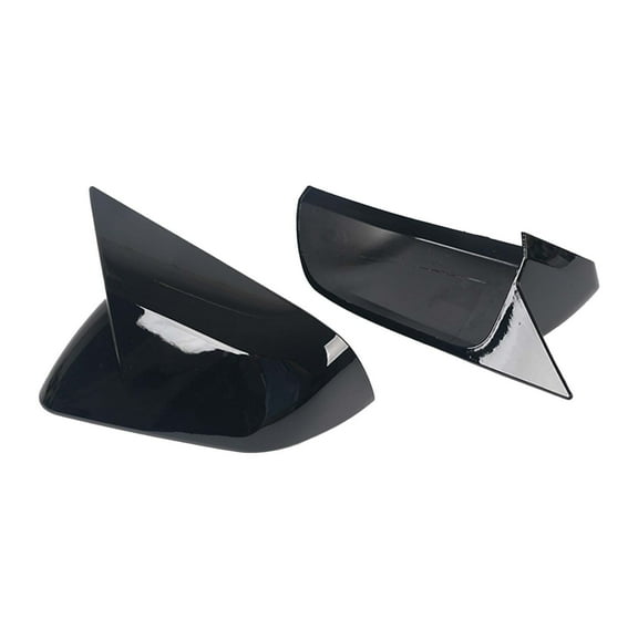 Rearview Mirror Covers Fits For Ford Mustang 2015-2022, Exterior Mirrors Caps, Side Mirror Replacement Covers, Bull Horn Rearview Mirror Caps-Black-Without Light