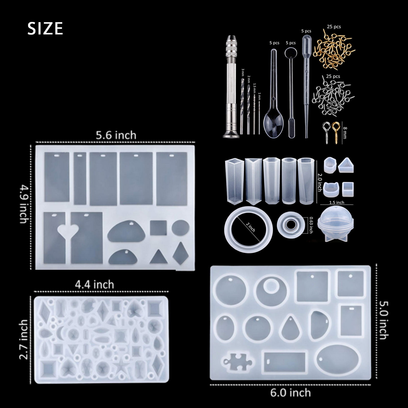 35pcs Resin Jewelry Molds, EEEkit Jewelry Casting Molds, Pendant Trays Making Kit, Silicone Molds for DIY Resin Pendants, Keychains, Earrings, Resin