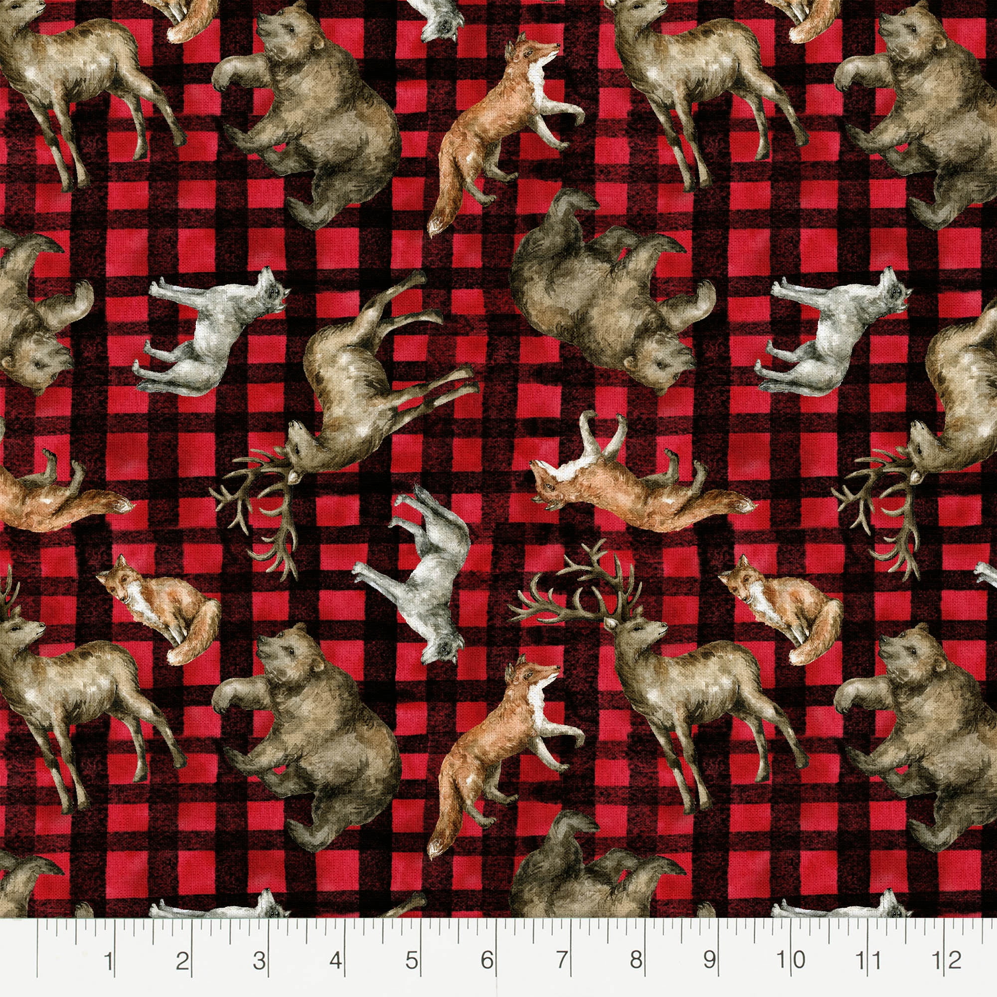 Fabric Editions 36" x 42" Cotton Animal Plaid 1 Yard Precut Sewing & Craft Fabric, Multicolor 1 Piece