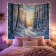 thumbnail image 2 of Snowy Forest Path with Evergreen Trees and Mountain Sunrise, Serene Rustic for Nature Lovers, Winter Nature Wall Art, Christmas Gift, Tapestry Wall Hanging for Bedroom and Living Room, 2 of 7