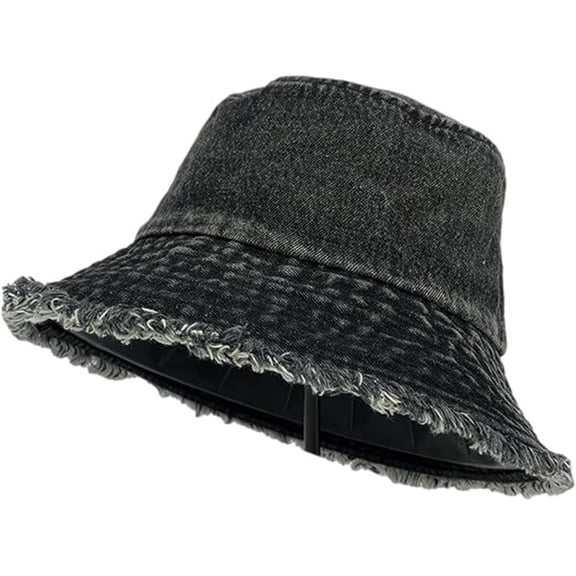 YooGuoGuo Unisex Distressed Denim Wide Brim Fisherman Hat Vintage Edge Sun Hat Bucket Hat Couples' Sun Hat