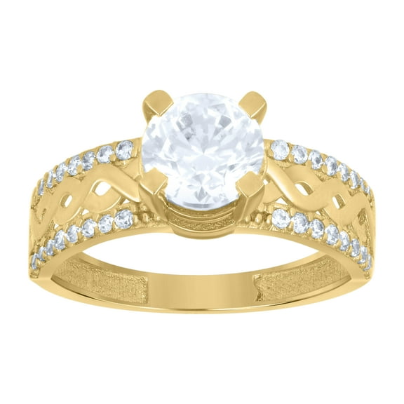 10kt Real Yellow Gold Womens Cubic-Zirconia Infinity Ring