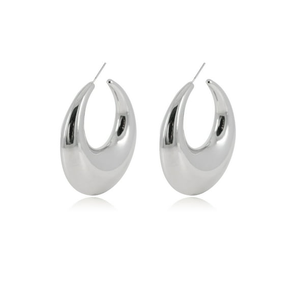 Time and Tru Women's Graduated Hoop Earrings, Silver-Tone