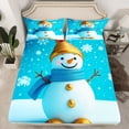 thumbnail image 2 of Manfei Cute Snowman Queen Sheet Sets,Merry Christmas Flat Sheet,White Blue Queen Fitted Sheet For Girls Kids,Ultra Soft Home Decor,4pcs, 2 of 7