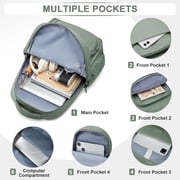 Cute Backpack for Women Men, Waterproof High School Bag Basic Backpack for College Students, Travel Laptop Backpack Lightweight Casual Daypack, Middle School Bookbag, Olive Green
