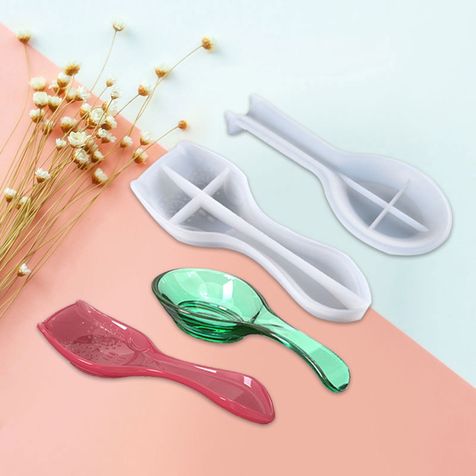 Spoon Holder UV Crystal Epoxy Mold Kitchen Utensil Rest Jewelry Holder Resin Silicone Mould DIY Crafts Fruit Candy Tray Casting Tools