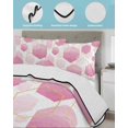 thumbnail image 4 of Pink Marble Twin Size Down Alternative Comforter, Lightweight Comforter Quilt Bedding Set with Pillow Shams Gold White Geometric Hexagon Modern All Seasons Bed Comforter Duvet Insert 68"x86", 4 of 7