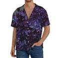 thumbnail image 3 of KLL Lilac Print Men's Shirt Short Sleeve Button Down Summer Cuba Beach Shirts- 3X-Large, 3 of 7