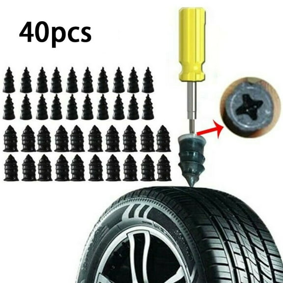 40Pcs Car Vacuum Tire Tubeless Tyre Puncture Repair Rubber Screw Nails Kit Set