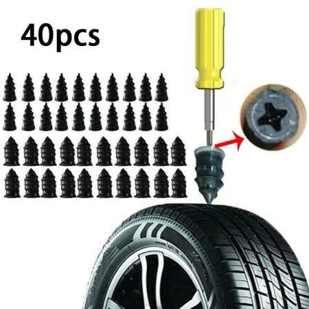 40Pcs Car Vacuum Tire Tubeless Tyre Puncture Repair Rubber Screw Nails Kit Set