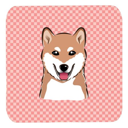 

3.5 x 3.5 In. Checkerboard Pink Shiba Inu Foam Coasters Set Of 4