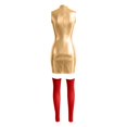 thumbnail image 6 of ZHOGXU Womens Metallic Shiny Sleeveless Dress High Neck Cutout Bodycon Party Mini Dresses With Socks For Nightclub Party, 6 of 6