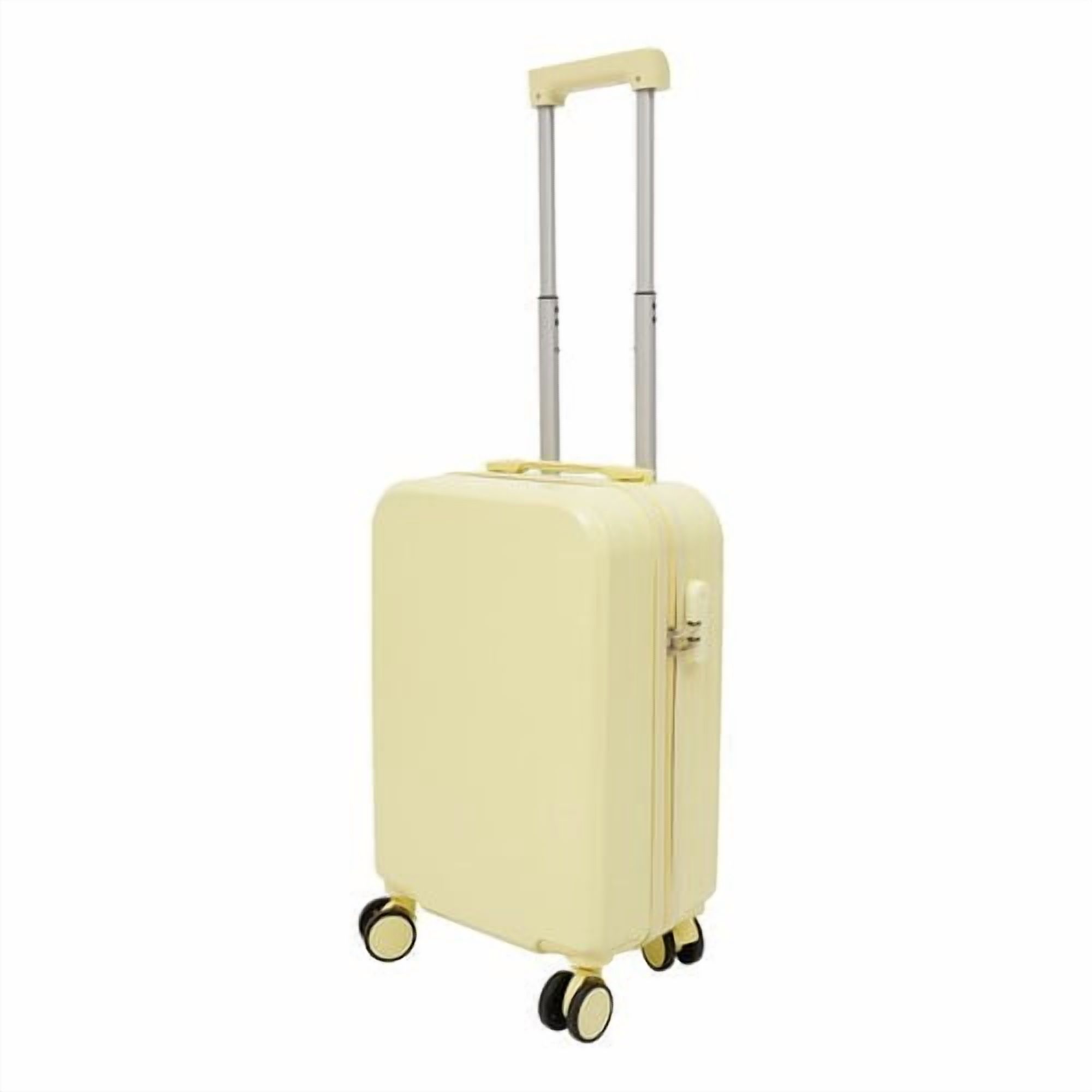 20 Inch Carry on Luggage Hardside Suitcase - Light Yellow ABS Spinner with 88lbs Massive Load Capacity, 360° 4 Wheels, Fits Airplane Overhead Bin, Perfect for Students & Travel