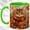 Green, variant on Tabby Cat Coffee Mug, Autumn Animal Mug, Ceramic 11 oz